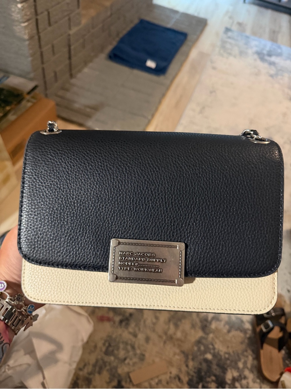 Marc Jacobs Black & Cream Two-Tone Leather Crossbody Bag